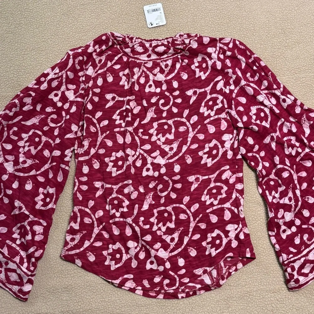 NWT Free People On the block Floral Red Top Shirt Women’s Medium